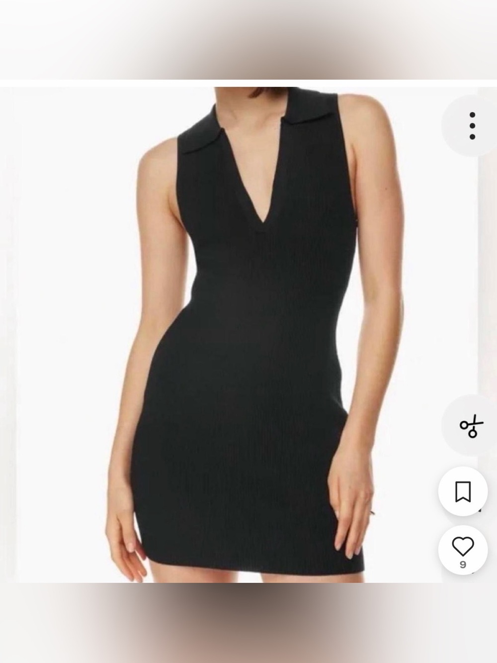 Aqua Black Sleeveless V-Neck Collar Mini Dress